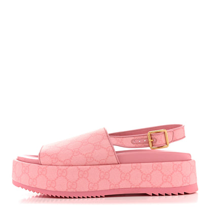 Gucci GG Supreme Monogram Granada Kid Angelina Platform 35mm Slingback Sandals 40.5 Cotton Candy Dark Cotton Candy Wild Rose 1 of 12