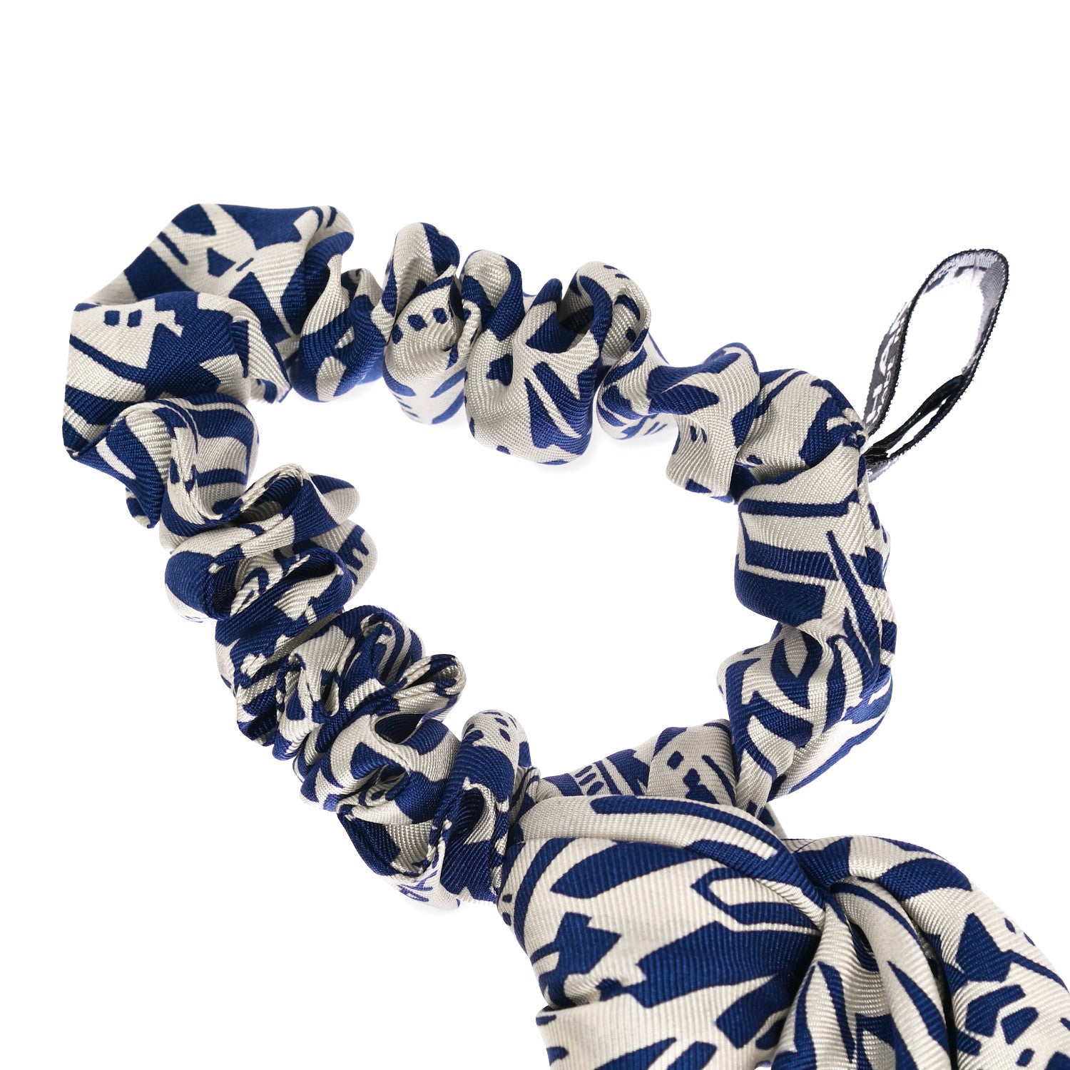Chanel Silk Twill Hair Scarf Navy Blue White 2 of 5