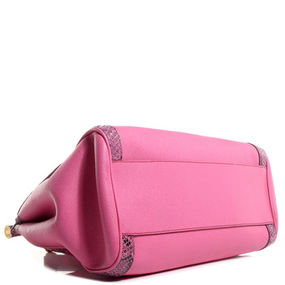 Dolce & Gabbana Dauphine Leather Python Large Miss Sicily Satchel Pink 4 of 8