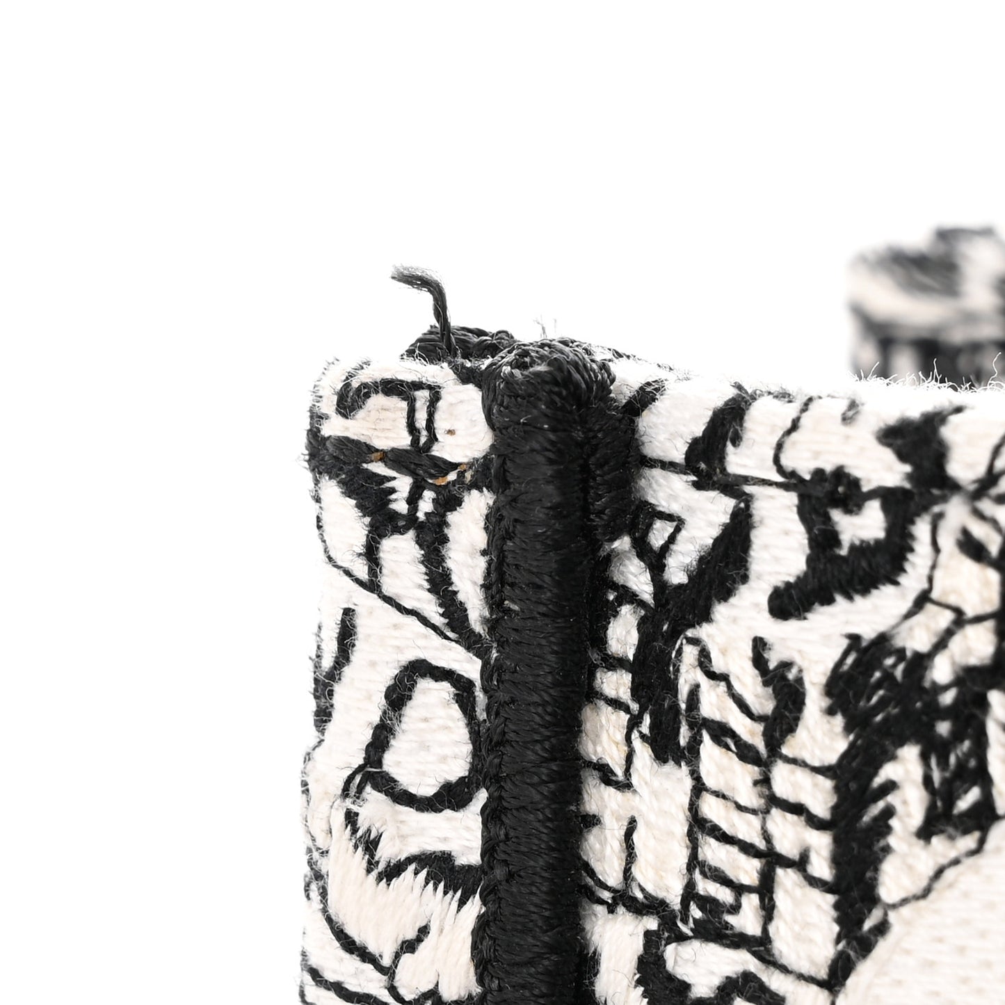 Canvas Embroidered Large Plan De Paris Book Tote White Black