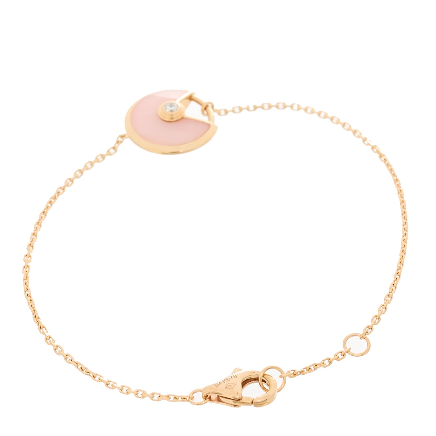 Cartier 18K Pink Gold Diamond Pink Opal Amulette de Cartier Bracelet 2 of 4