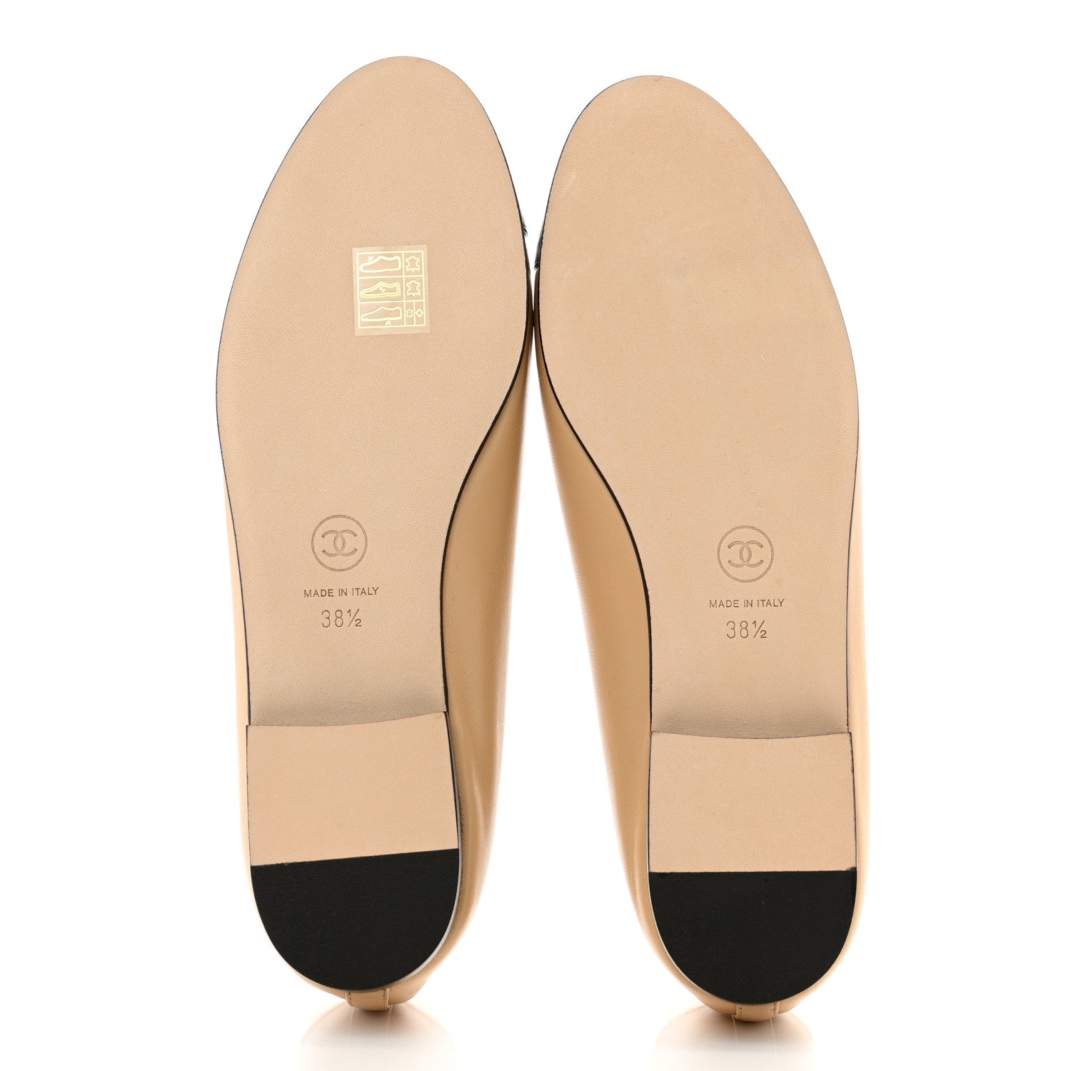 Chanel Lambskin Cap Toe CC Ballerina Flats 38.5 Beige Black 5 of 7