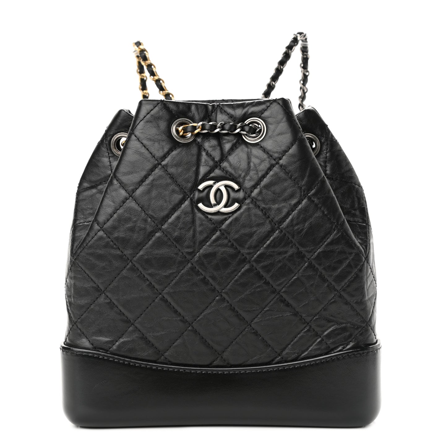 Aged Calfskin Quilted Small Gabrielle Backpack Black