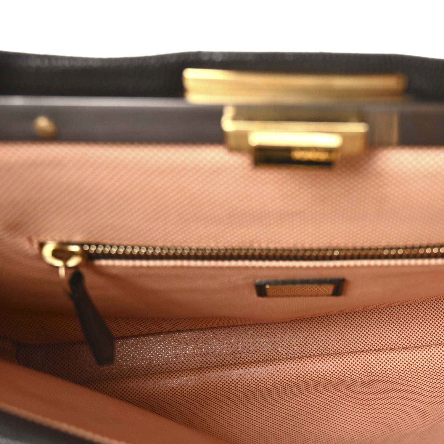 Fendi Goatskin Large Peekaboo Iconic Satchel Black 5 of 10