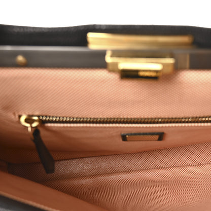 Fendi Goatskin Large Peekaboo Iconic Satchel Black 5 of 10