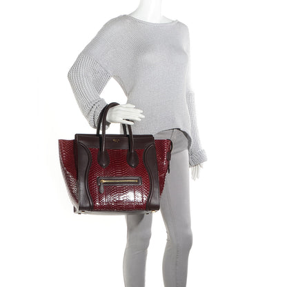 Celine Python Smooth Calfskin Mini Luggage Burgundy 2 of 9