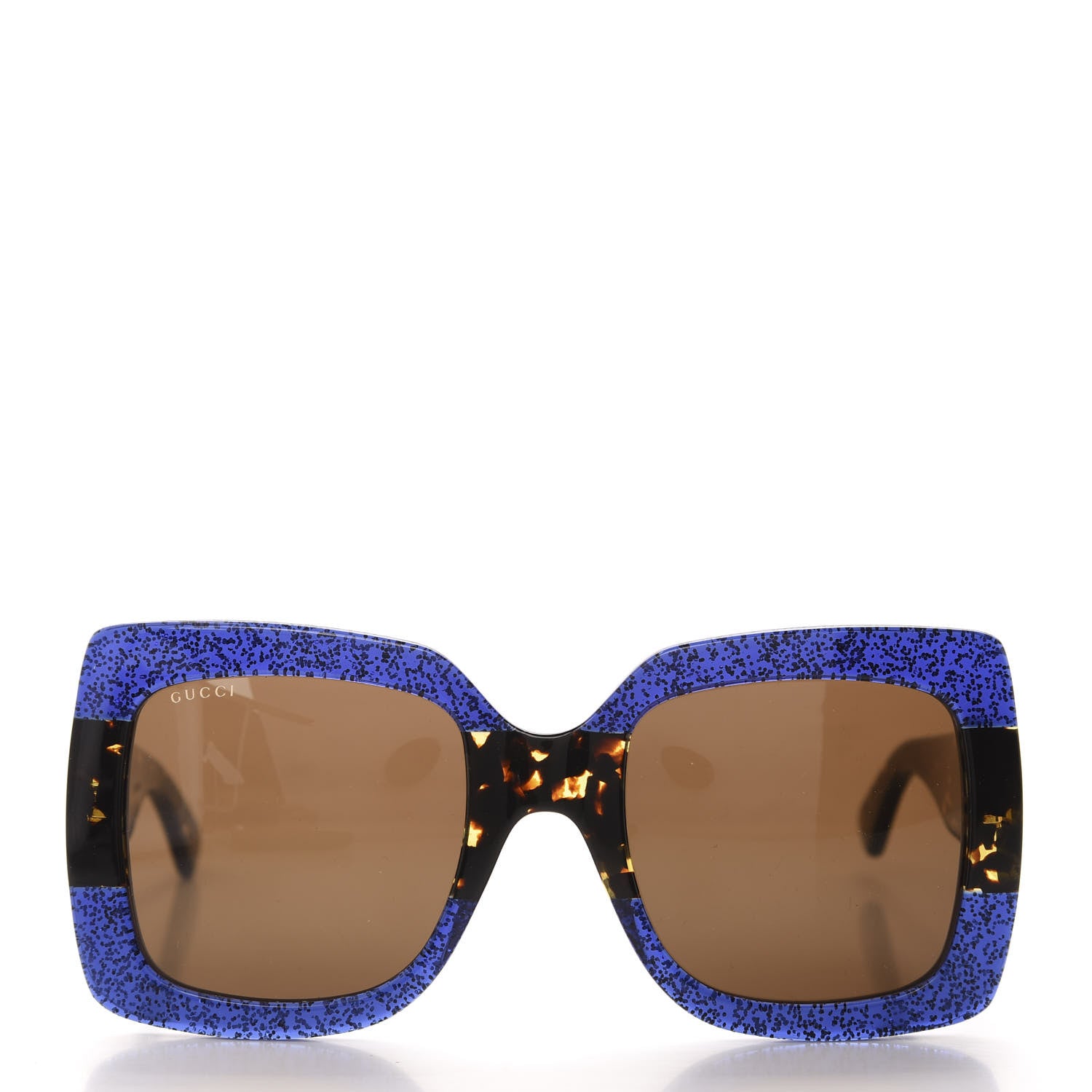 Gucci Square Frame GG0083S Sunglasses Glitter Blue Havana Brown 2 of 8