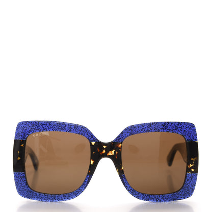 Gucci Square Frame GG0083S Sunglasses Glitter Blue Havana Brown 2 of 8