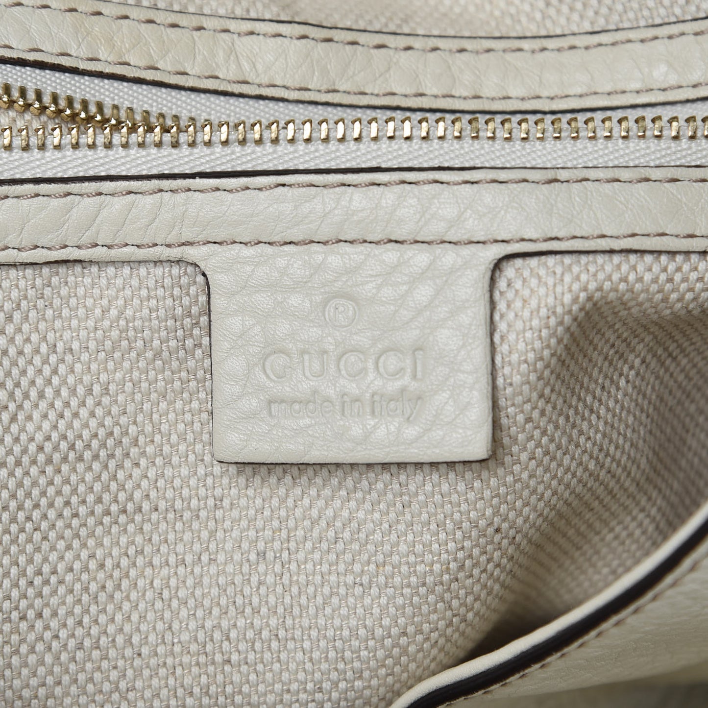 Pebbled Calfskin Large Soho Shoulder Bag Off White