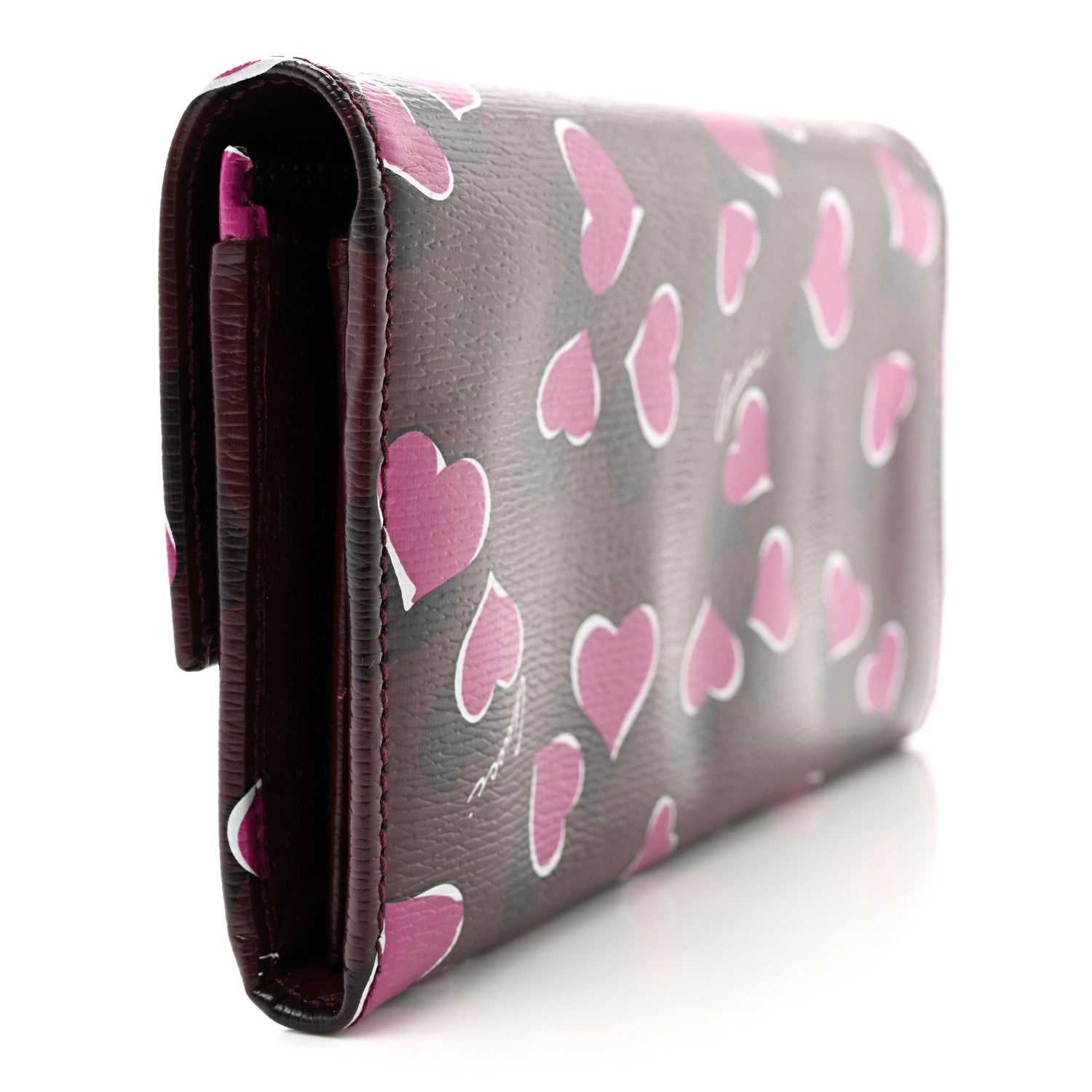 Gucci Calfskin Heartbeat Print Flap Wallet New Wine 3 of 9