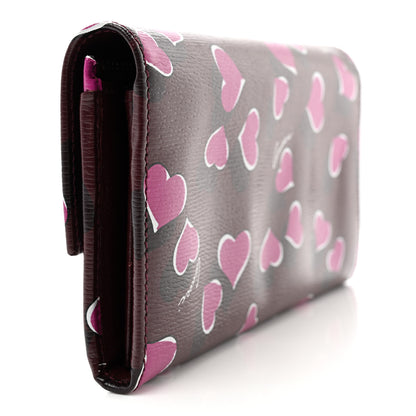 Gucci Calfskin Heartbeat Print Flap Wallet New Wine 3 of 9