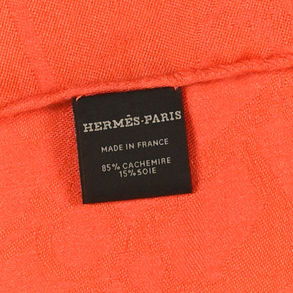 Hermes Cashmere Silk New Libris Stole Orange Exotique 3 of 3