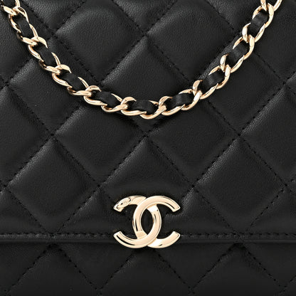Chanel Lambskin Quilted Top Handle Wallet On Chain WOC Black 8 of 10