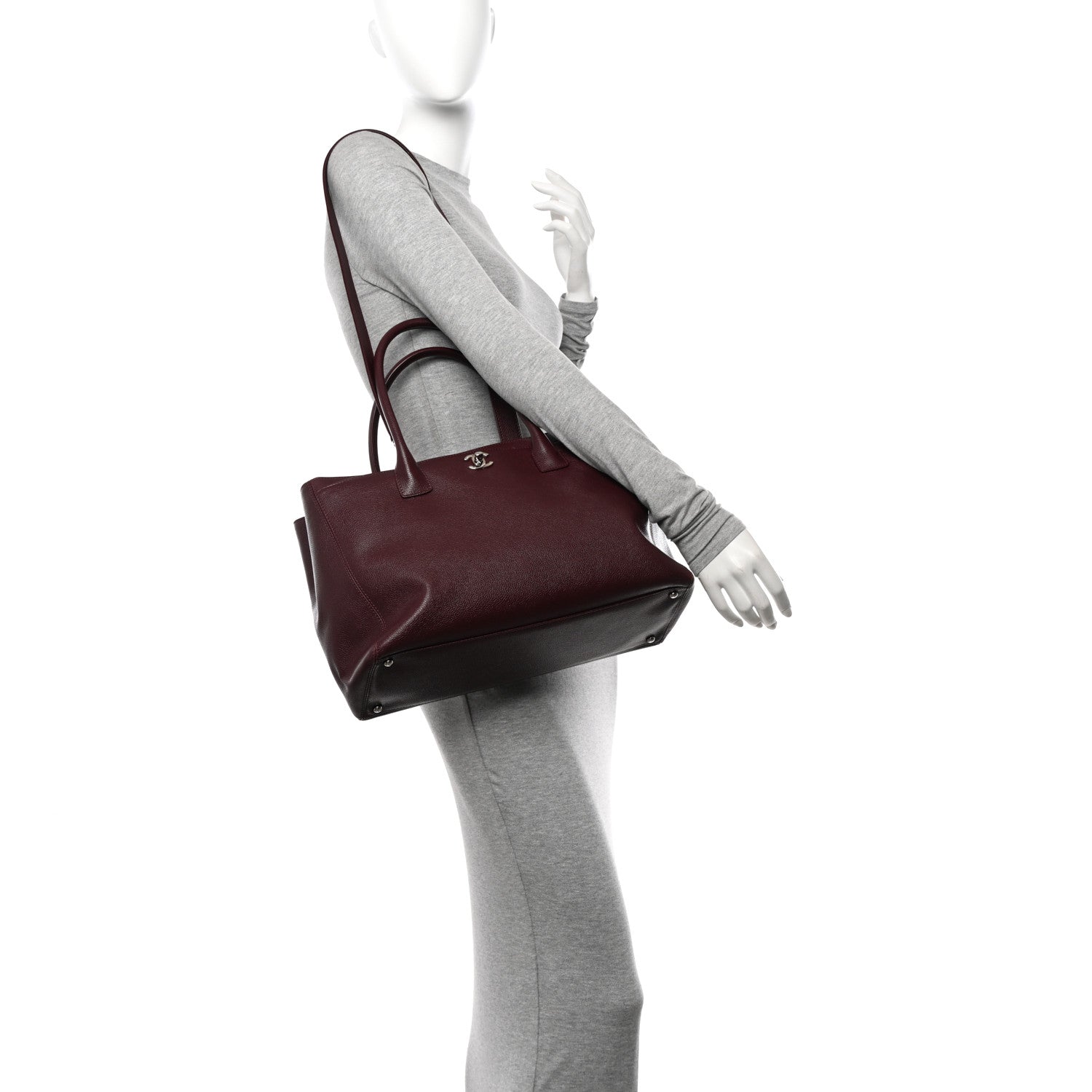 Chanel Calfskin Cerf Executive Shopper Tote Burgundy 2 of 15