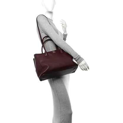 Chanel Calfskin Cerf Executive Shopper Tote Burgundy 2 of 15