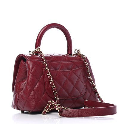 Chanel Caviar Quilted Lizard Embossed Extra Mini Coco Handle Flap Burgundy 2 of 4