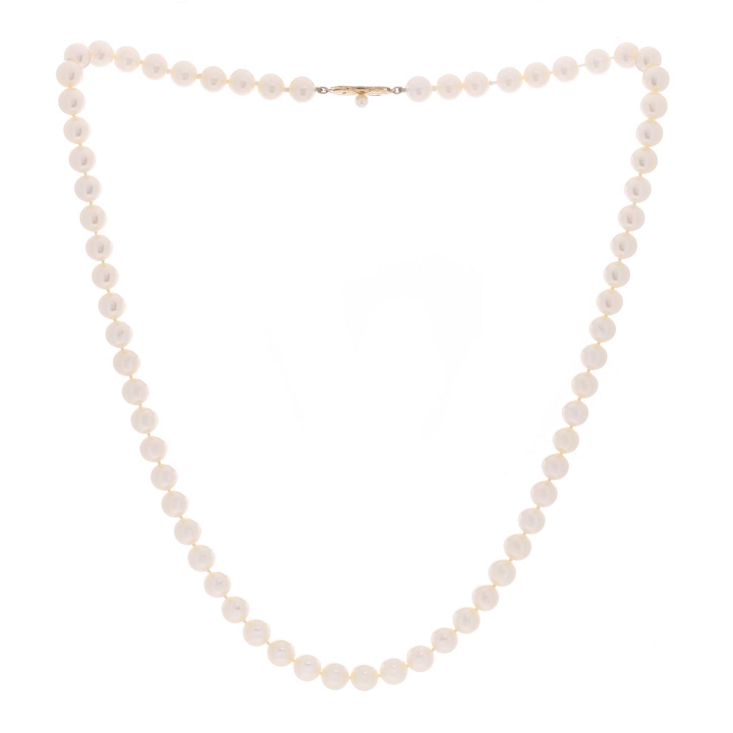 18K Yellow Gold Akoya Pearl 7.5-8mm Strand Necklace