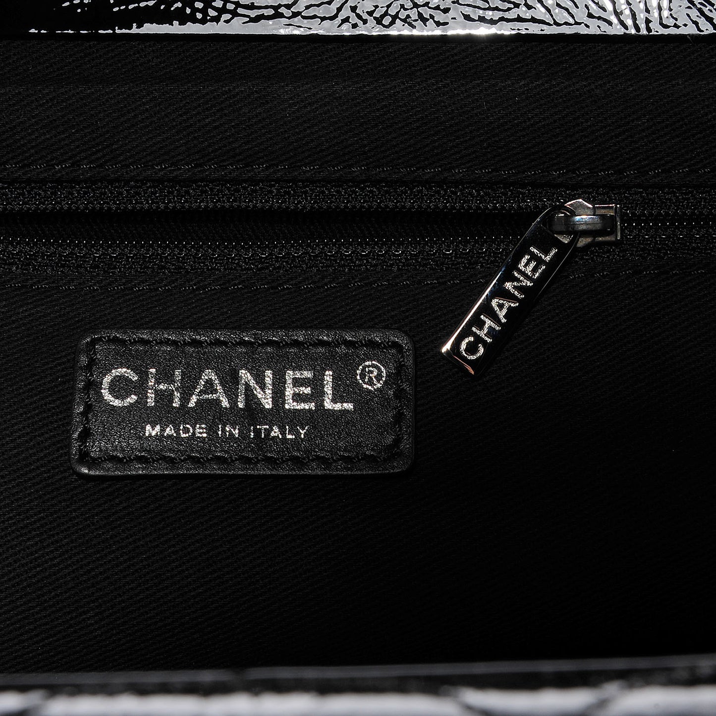 Patent Quilted Ritz Flap Bag Black