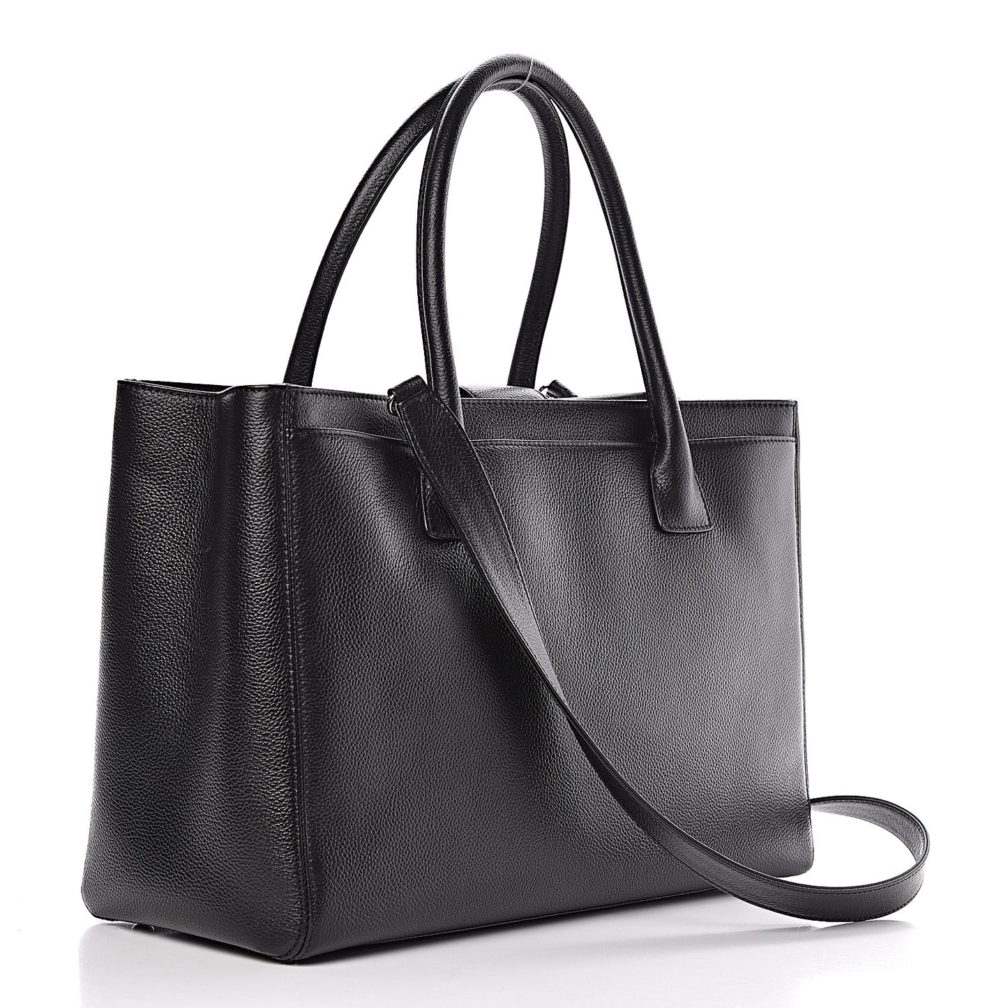Calfskin Cerf Executive Shopper Tote Black