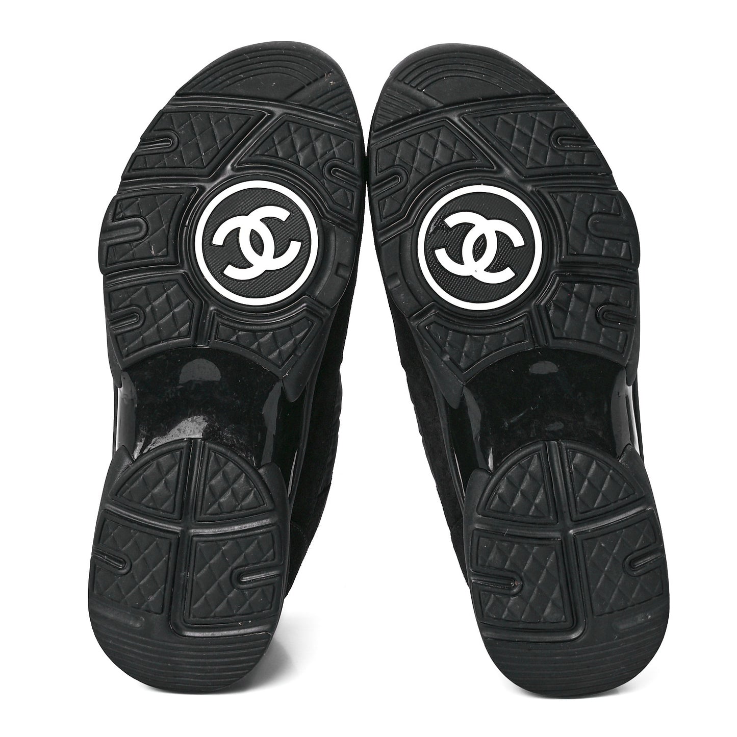 Fabric Calfskin Suede CC Sneakers 38.5 Black