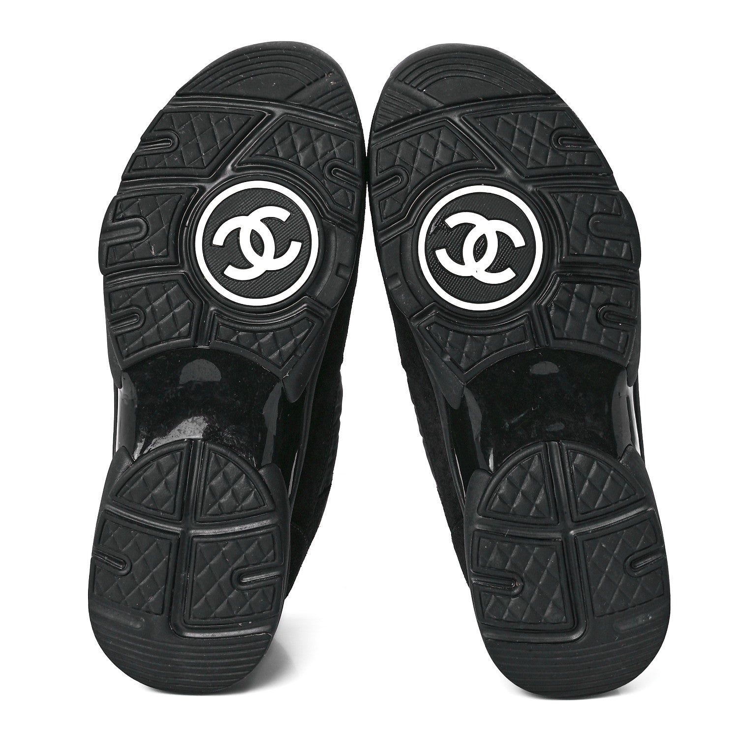 Chanel Fabric Calfskin Suede CC Sneakers 38.5 Black 5 of 8