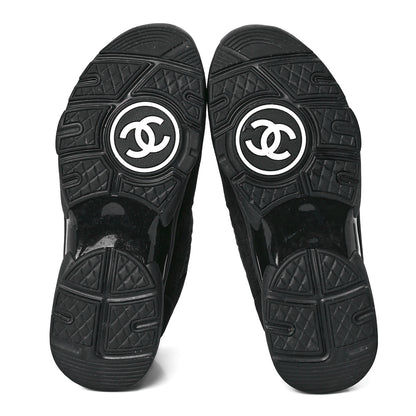 Chanel Fabric Calfskin Suede CC Sneakers 38.5 Black 5 of 8