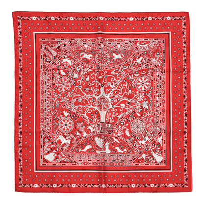 Hermes Silk Peuple Du Vent Bandana Scarf 55 Rouge White Marine 1 of 4
