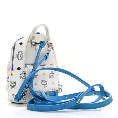 MCM Skyoptic Visetos X-Mini Stark Bebe Boo Backpack White Blue 2 of 8