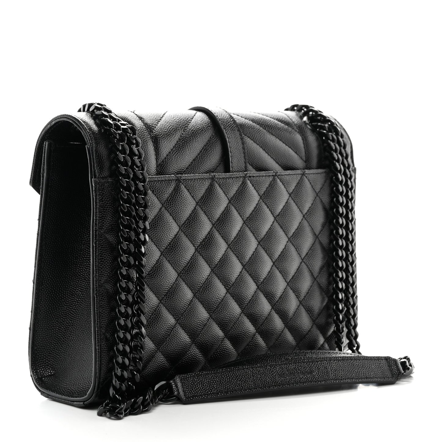 Grain De Poudre Textured Mixed Matelasse Triquilt Medium Monogram Monochrome Satchel Black