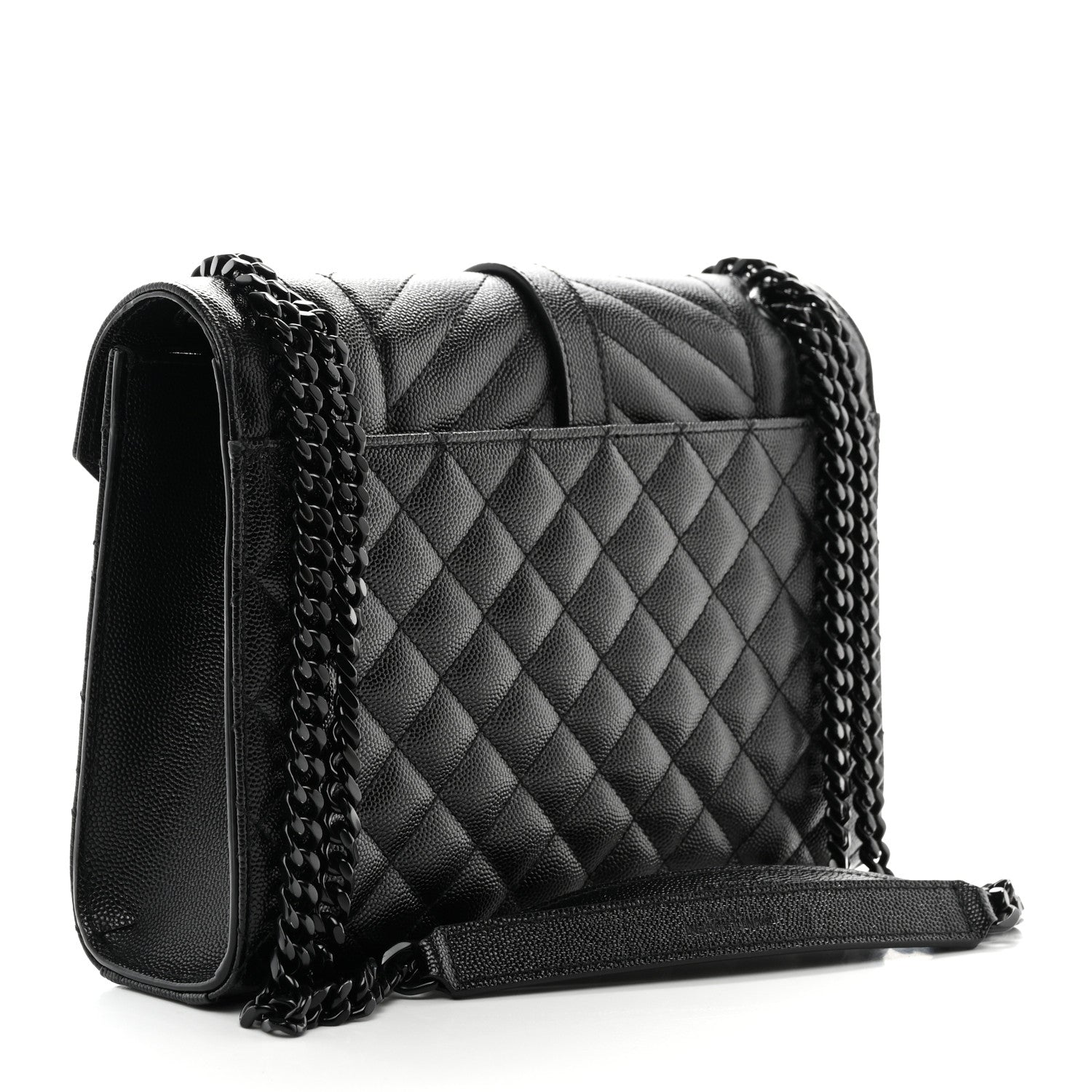 Saint Laurent Grain De Poudre Textured Mixed Matelasse Triquilt Medium Monogram Monochrome Satchel Black 3 of 11