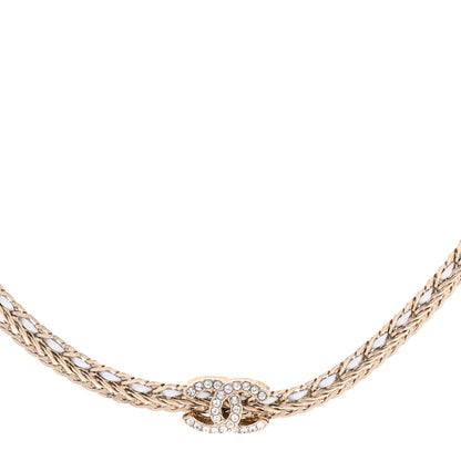 Chanel Metal Lambskin Crystal CC Choker Gold White 1 of 6