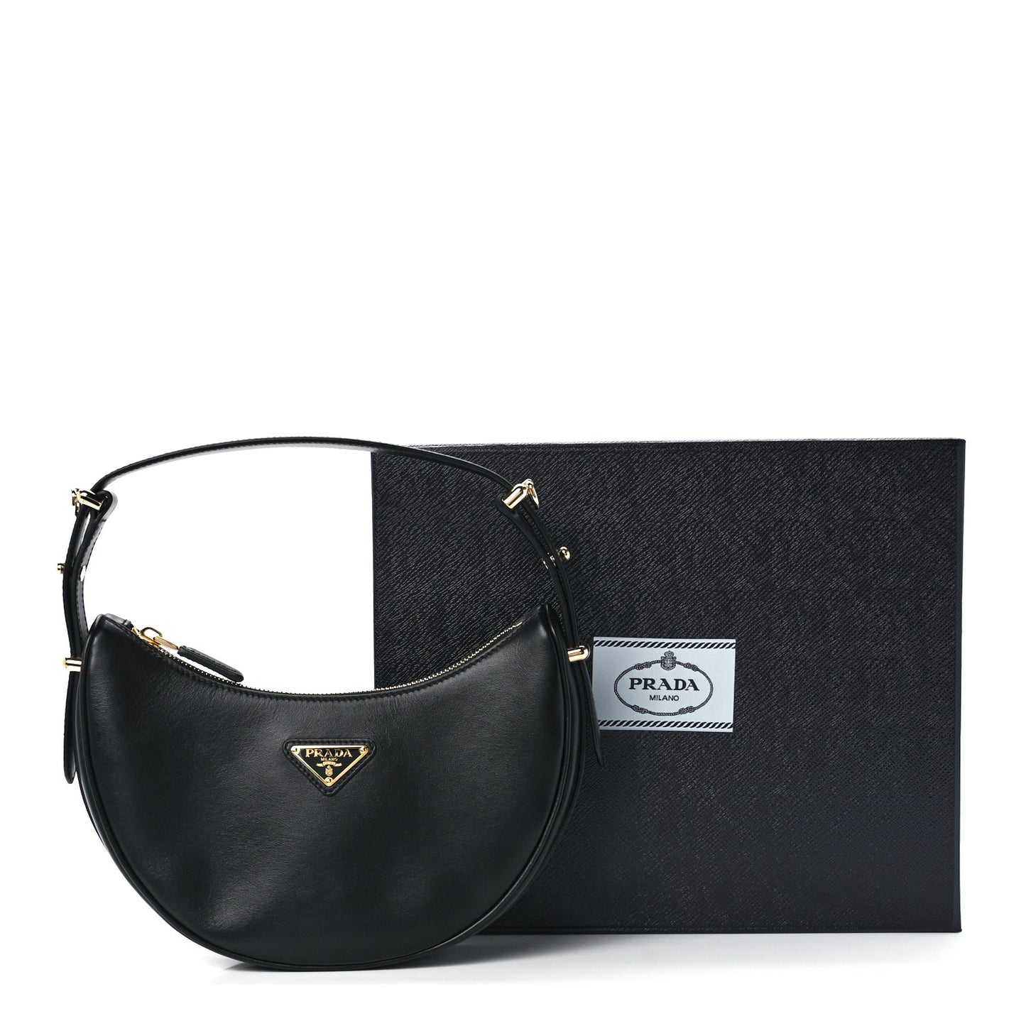 Soft Calfskin Arque Shoulder Bag Black