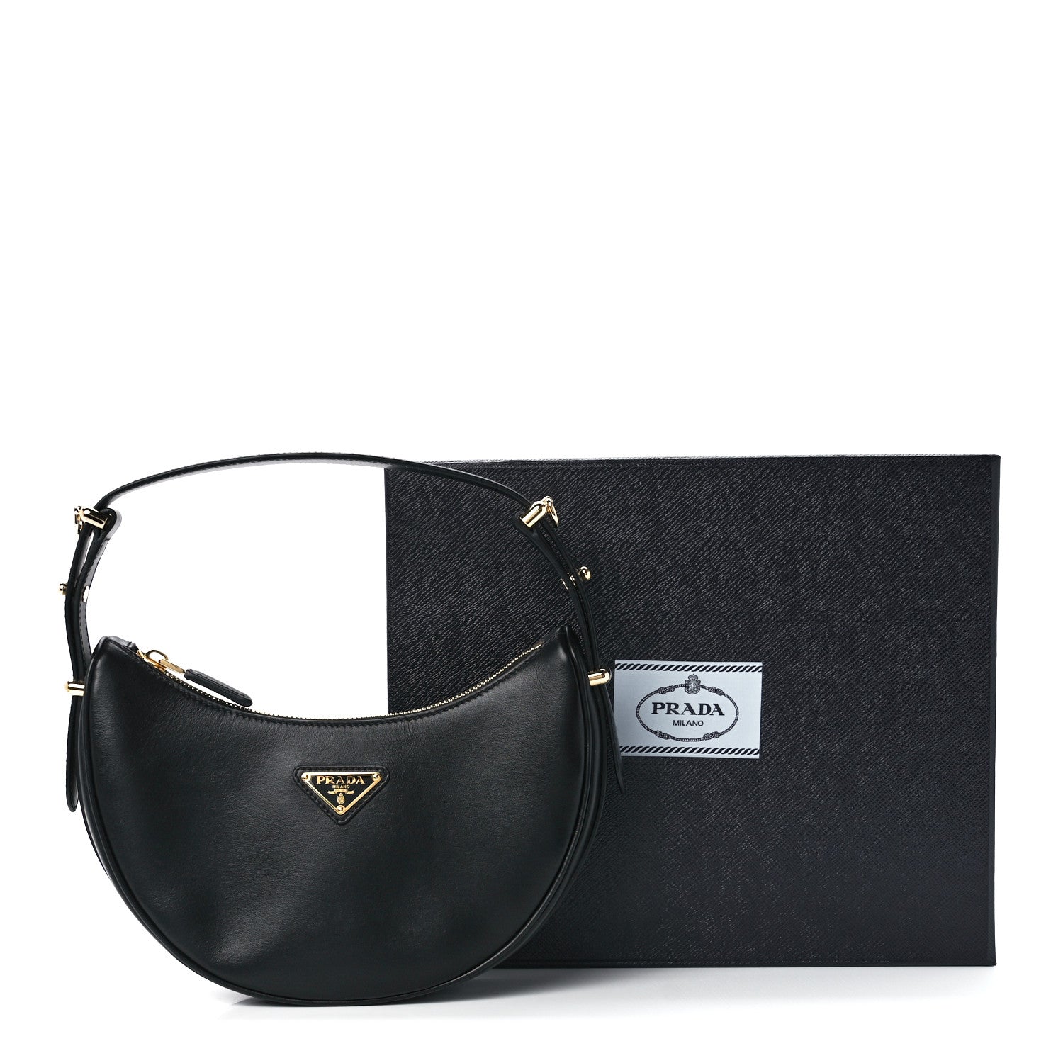 Prada Soft Calfskin Arque Shoulder Bag Black 12 of 12