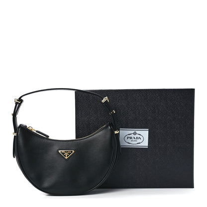 Prada Soft Calfskin Arque Shoulder Bag Black 12 of 12