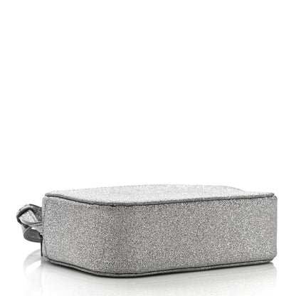 Balenciaga Glitter Calfskin Logo XS Everyday Camera Bag Silver 4 of 11