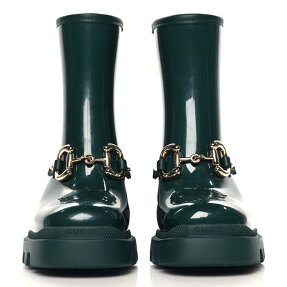 Gucci Rubber Womens Horsebit Ankle Boots 36 Vintage Green 3 of 9
