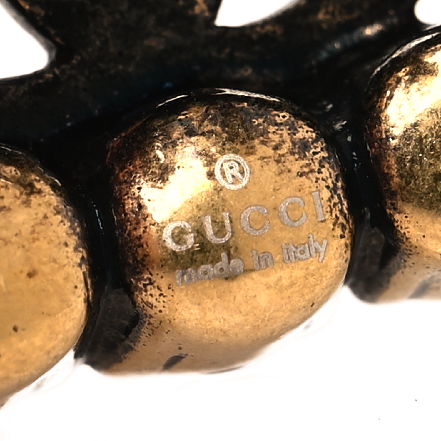 Gucci Metal Crystal Double G Clip On Earrings Aged Gold 4 of 4