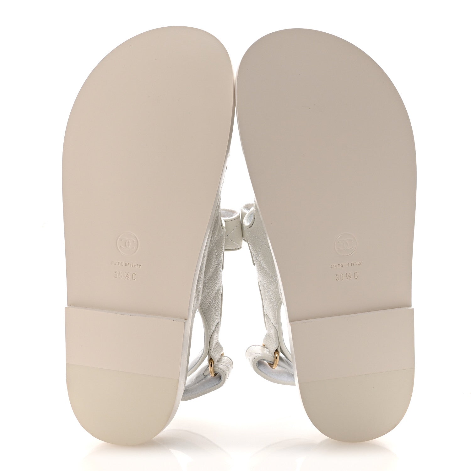 Chanel Grained Calfskin Velcro Dad Sandals 36.5 White 6 of 10