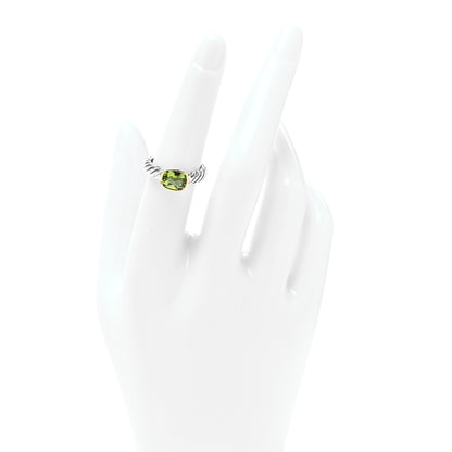 David Yurman Sterling Silver 18K Yellow Gold Peridot Noblesse Ring 51 5.75 2 of 4