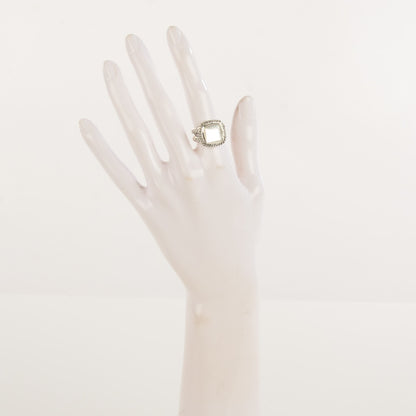 David Yurman Sterling Silver Diamond Mother of Pearl 11mm Albion Ring 52 6 2 of 5