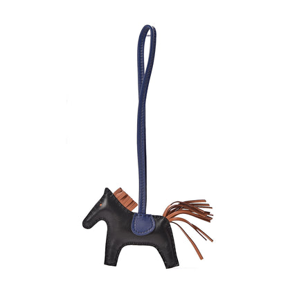 Hermes Milo Lambskin Grigri Rodeo Horse Bag Charm PM Black Bleu Saphir Gold 1 of 5