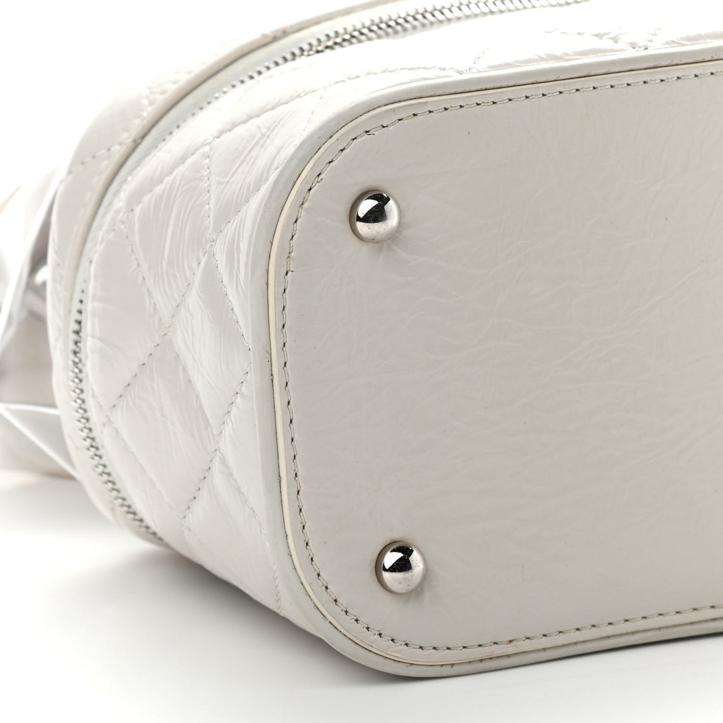 Crumpled Calfskin PVC Quilted Backpack White