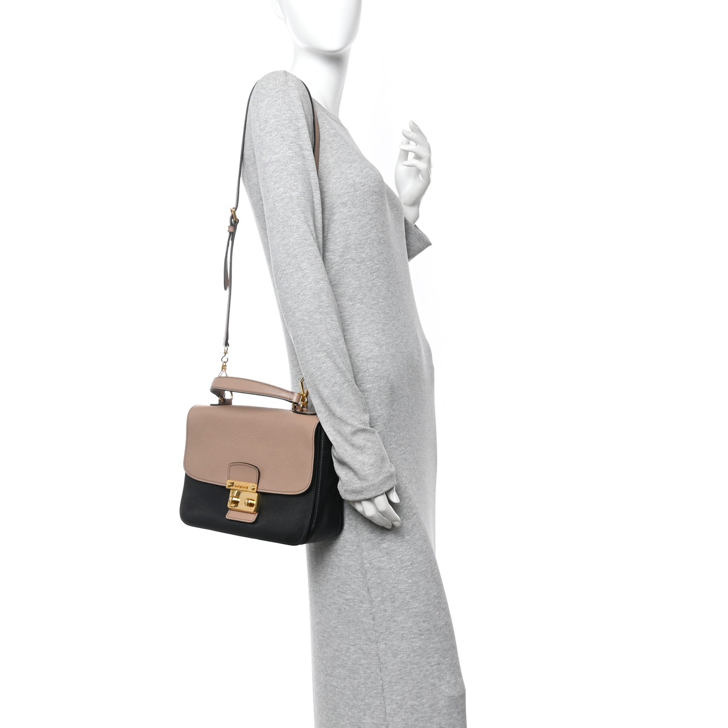 Madras Bicolor Top Handle Bag  Cammeo Black