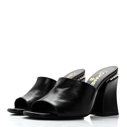 Chanel Shiny Goatskin Pearl Mule 36 Black 3 of 12