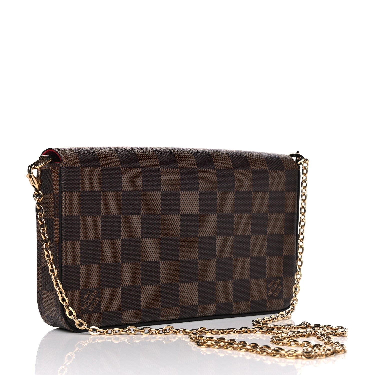 Louis Vuitton Damier Ebene Pochette Felicie Chain Wallet 2 of 10