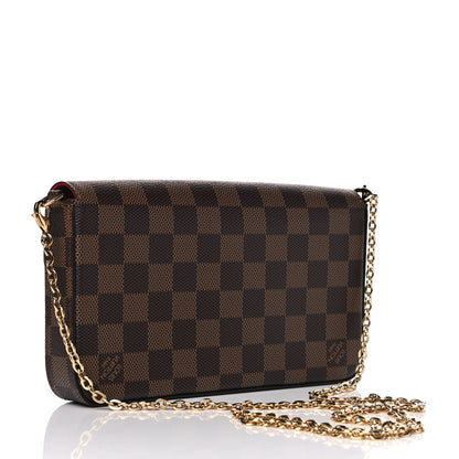 Louis Vuitton Damier Ebene Pochette Felicie Chain Wallet 2 of 10