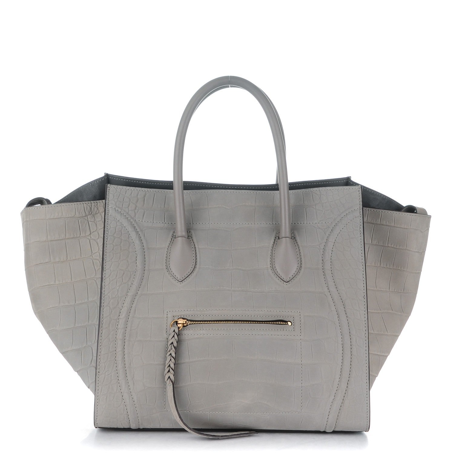 Celine Crocodile Embossed Nubuck Large Phantom Luggage Grey 1 of 8