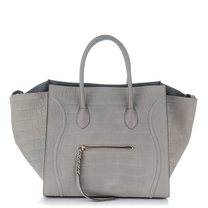 Celine Crocodile Embossed Nubuck Large Phantom Luggage Grey 1 of 8