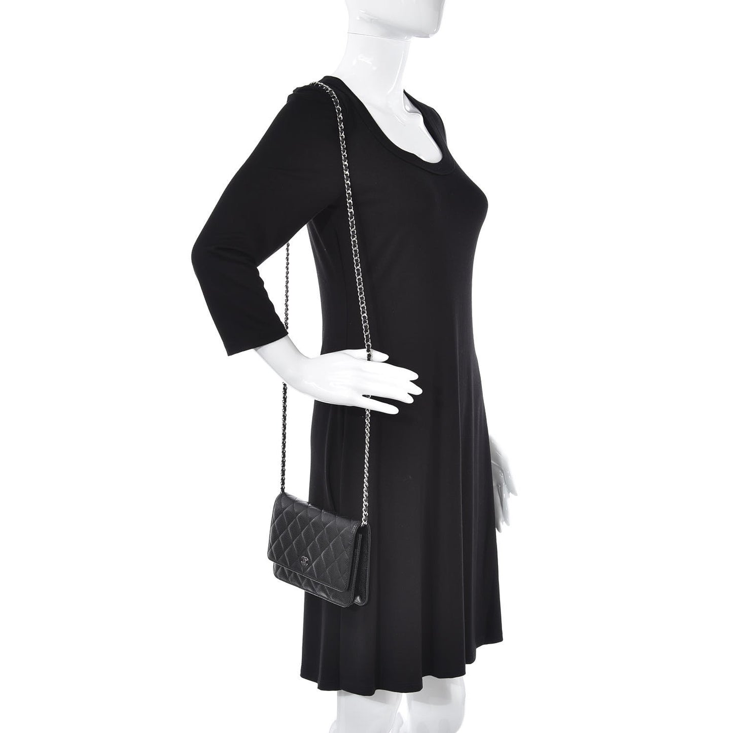 Caviar Quilted Wallet On Chain WOC Black