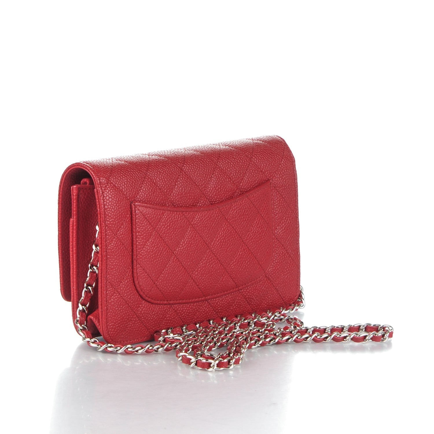 Chanel Caviar Quilted Wallet On Chain WOC Red 3 of 8